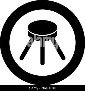 Stool with three legs furniture legged household concept icon in circle round black color vector illustration image solid outline style simple Stock Vector