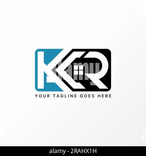 Logo design graphic concept creative abstract premium free vector stock letter word KCR or KR font with double roof house block. Related to typography Stock Vector