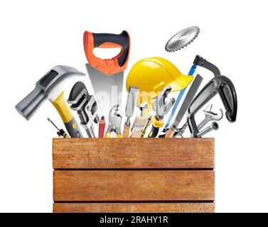 Construction tools isolated on white background Stock Photo