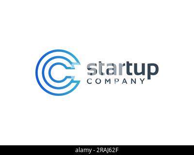 Letter C vector line logo design. Creative minimalism logotype icon symbol Stock Vector