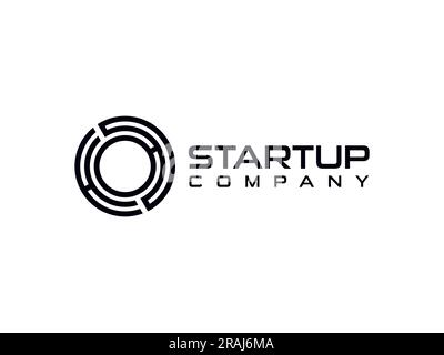 Lines in Circle Form . Spiral Vector Illustration .Technology round Logo . Design element . Abstract Geometric shape Stock Vector