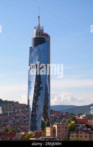 Avaz twist tower in Sarajevo Stock Photo - Alamy