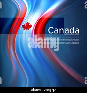 Canada abstract flag background. Blurred pattern of light colors lines of the canadian flag in the blue sky, business brochure design. State banner Stock Vector