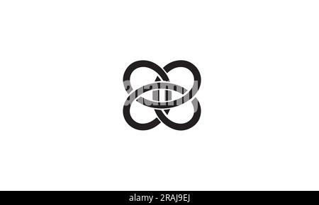 Cycle logo. Three ribbons, intertwined elements,black simple flat icon on white background Stock Vector