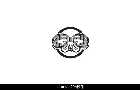 Cycle logo. Three ribbons, intertwined elements,black simple flat icon on white background Stock Vector