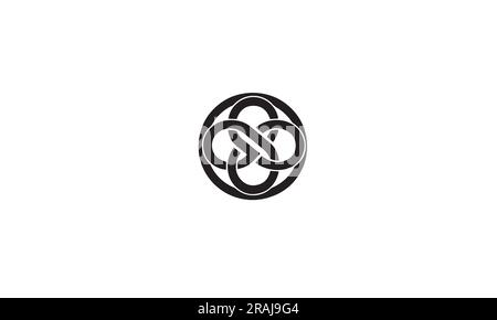 Cycle logo. Three ribbons, intertwined elements,black simple flat icon on white background Stock Vector