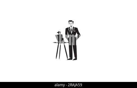 draw me business logo black simple flat icon on white background Stock Vector