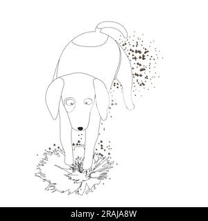 Cute dogs flat outline vector in cartoon style. Sitting dalmatian dog ...