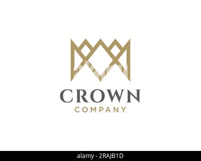 creative king and queen crowns symbols or logo elements. Set of Geometric vintage crown. Stock Vector