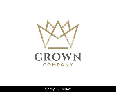 creative king and queen crowns symbols or logo elements. Set of Geometric vintage crown. Stock Vector