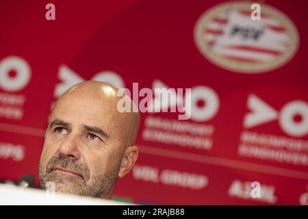 EINDHOVEN - The new head coach Peter Bosz during a presentation at the Phillips stadium on July 4, 2023 in Eindhoven, the Netherlands. ANP JEROEN PUTMANS Stock Photo