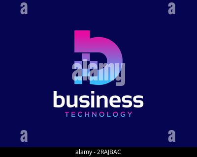Abstract letter B modern logo icon design concept. Creative bright gradient symbol logotype isolated on blue background. Vector illustration Stock Vector
