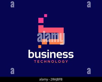 Abstract letter B modern logo icon design concept. Creative bright gradient symbol logotype isolated on blue background. Vector illustration Stock Vector