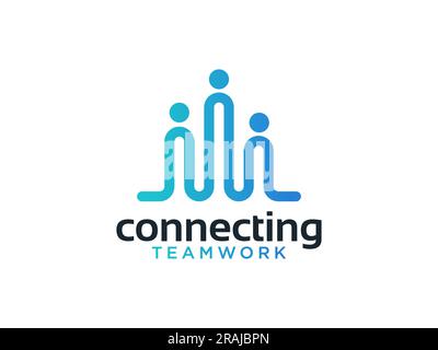 Abstract people logo icon design minimal style illustration. Family teamwork coworking emblem sign symbol logotype Stock Vector