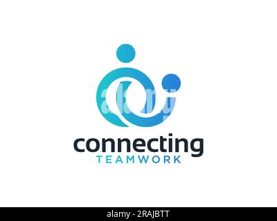 Abstract people logo icon design minimal style illustration. Family teamwork coworking emblem sign symbol logotype Stock Vector