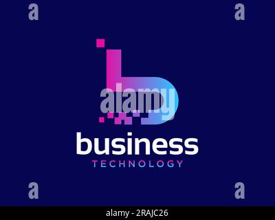 Abstract letter B modern logo icon design concept. Creative bright gradient symbol logotype isolated on blue background. Vector illustration Stock Vector