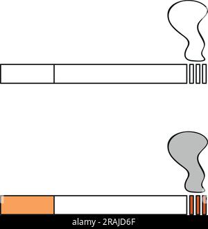 cigarette simple icon set smoke tabacco isolated on white Stock Vector