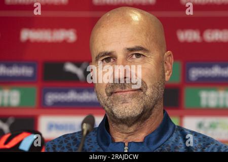 EINDHOVEN - The new head coach Peter Bosz during a presentation at Phillips stadium on July 4, 2023 in Eindhoven, Netherlands. ANP JEROEN PUTMANS Stock Photo