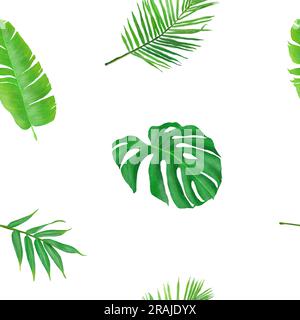 Tropical leaves seamless pattern vector Stock Vector