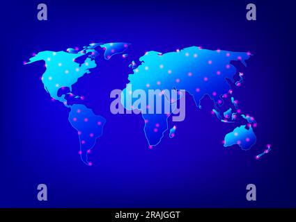 Abstract backgrounds signal wireframe wireless world map digital global communication graphic design vector illustration Stock Vector