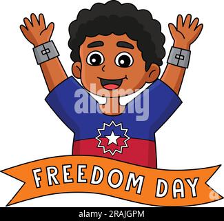 Afro Boy Juneteenth Freedom Day Cartoon Clipart  Stock Vector