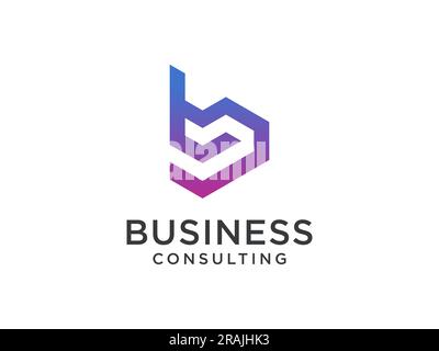 Abstract letter B modern logo icon design concept. Creative bright gradient symbol logotype isolated on white background. Vector illustration Stock Vector