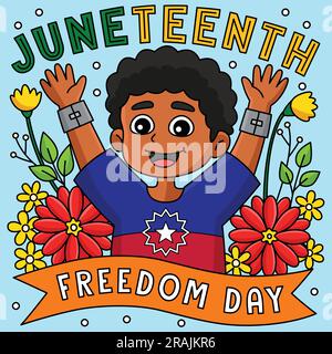 Juneteenth Freedom Day Colored Cartoon  Stock Vector