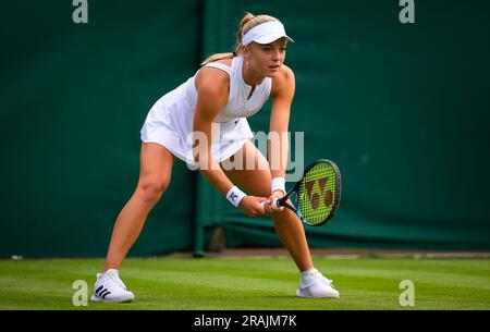 Katie Swan of Great Britain during the 2023 Wimbledon Championships on July 3, 2023 at All England Lawn Tennis & Croquet Club in Wimbledon, England Stock Photo