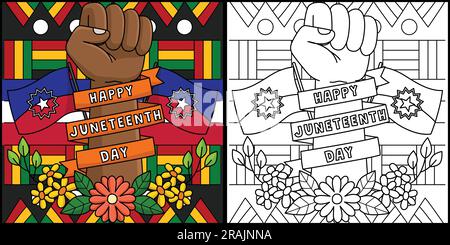 Happy Juneteenth Day Coloring Page Illustration Stock Vector