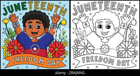 Juneteenth Freedom Day Coloring Page Illustration Stock Vector