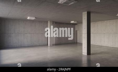 large spacious industrial premises, 3D illustration, cg render Stock Photo