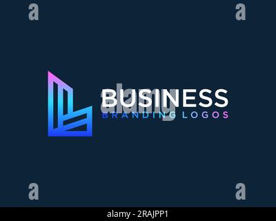 Monogram L logo letter hipster, isometric shape LL emblem 3D parallel thin line, linear initials typography design Stock Vector