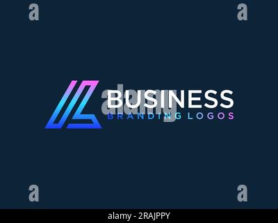 Monogram L logo letter hipster, isometric shape LL emblem 3D parallel thin line, linear initials typography design Stock Vector