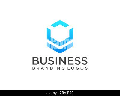 U Letter Logo With Blue Lines Design. Line Letter Symbol Vector Illustration. Stock Vector