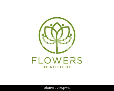 Abstract elegant tree leaf flower logo icon vector design. Universal creative premium symbol. Graceful jewel boutique vector sign Stock Vector