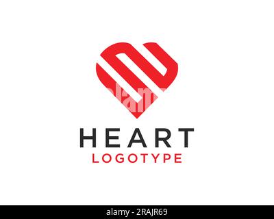 Heart vector symbol. Valentines day ribbon logotype. Abstract line medical health logo icon design Stock Vector
