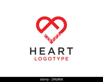Heart vector symbol. Valentines day ribbon logotype. Abstract line medical health logo icon design Stock Vector