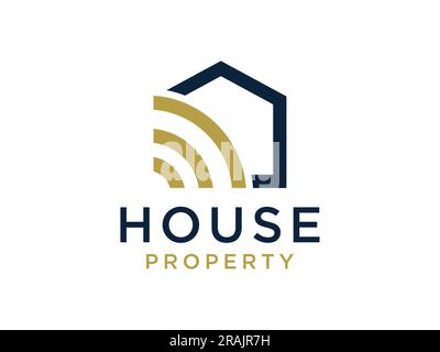 House Logo. Gold House Symbol Geometric Linear Style isolated on White Background. Usable for Real Estate, Construction, Architecture and Building Log Stock Vector