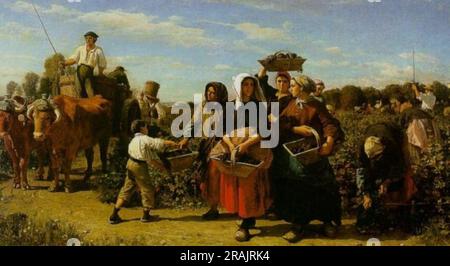 The Vintage at Chateau Lagrange 1864 by Jules Breton Stock Photo