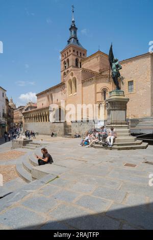 Plaza de San Martin Segovia, view in summer of the Plaza San Martin (known also as Plaza Medina del Campo) in the Old Town area of Segovia, Spain Stock Photo