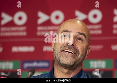 EINDHOVEN - The new head coach Peter Bosz during a presentation at the Phillips stadium on July 4, 2023 in Eindhoven, the Netherlands. ANP JEROEN PUTMANS Stock Photo