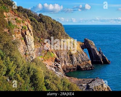 UK, Devon, Torbay, Torquay, London Bridge ( Natural Arch ) Stock Photo