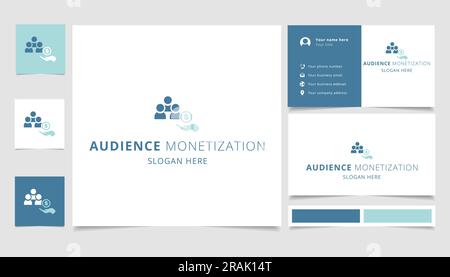 Audience monetization logo design with editable slogan. Branding book and business card template. Stock Vector