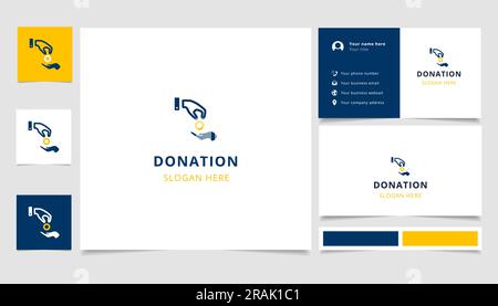 Donation logo design with editable slogan. Branding book and business card template. Stock Vector