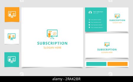 Subscription logo design with editable slogan. Branding book and business card template. Stock Vector