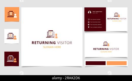 Returning visitor logo design with editable slogan. Branding book and business card template. Stock Vector