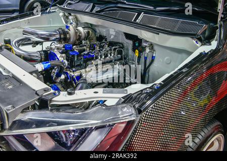 Close up details of car engine. Modification of the turbo engine Stock Photo