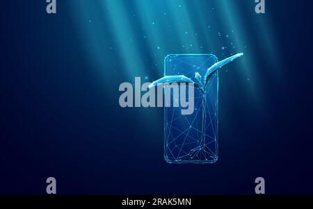 Abstract Smartphone with Digital Plants. Smart Farming Concept. Stock Vector