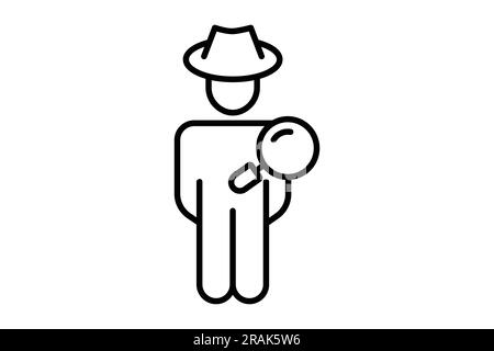 Fraud Detection icon. detector, people and Magnifying glass. Line icon style design. Simple vector design editable Stock Vector