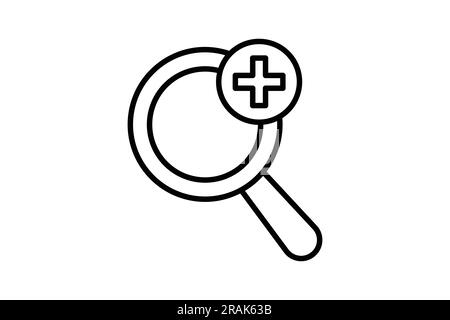 Advanced icon. Magnifying glass, search, plus sign. Line icon style design. Simple vector design editable Stock Vector